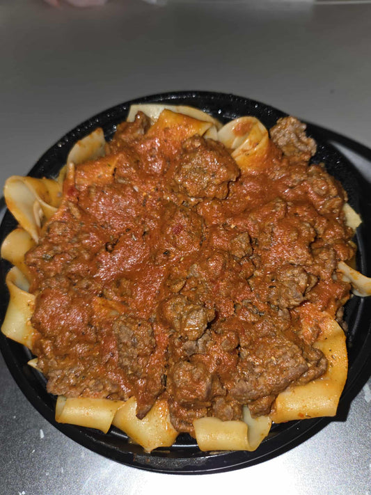 Waygu Beef Bolognese served with pappardelle pasta